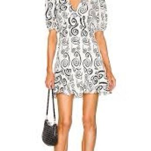 RHODE Ruby gathered printed crepe de chine mini dress in dreamer